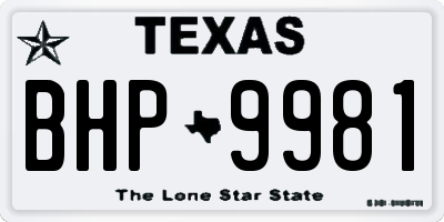 TX license plate BHP9981