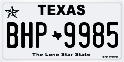 TX license plate BHP9985