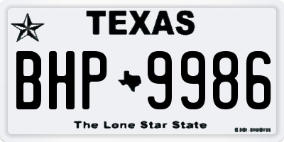 TX license plate BHP9986