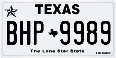 TX license plate BHP9989