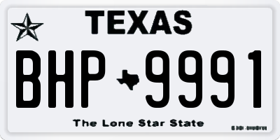 TX license plate BHP9991