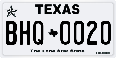 TX license plate BHQ0020