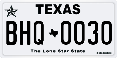 TX license plate BHQ0030