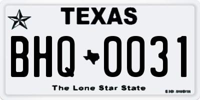 TX license plate BHQ0031