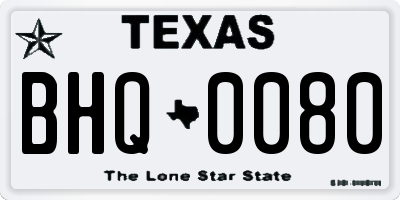 TX license plate BHQ0080