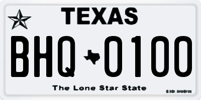 TX license plate BHQ0100