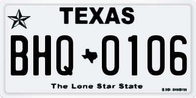 TX license plate BHQ0106