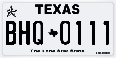 TX license plate BHQ0111