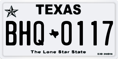 TX license plate BHQ0117