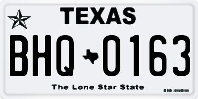 TX license plate BHQ0163