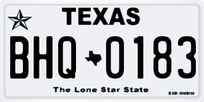 TX license plate BHQ0183