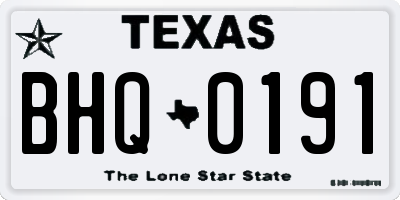 TX license plate BHQ0191