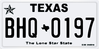 TX license plate BHQ0197
