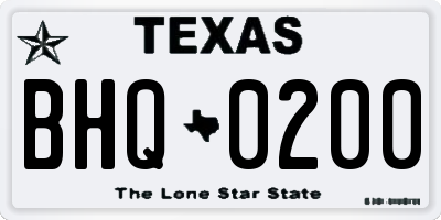 TX license plate BHQ0200