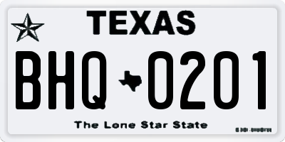 TX license plate BHQ0201