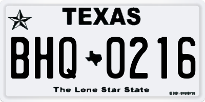 TX license plate BHQ0216