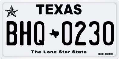 TX license plate BHQ0230