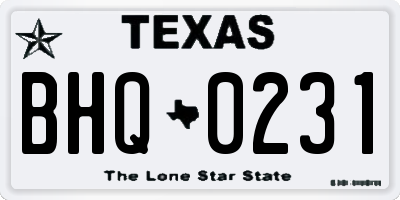 TX license plate BHQ0231