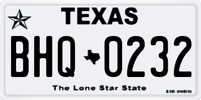 TX license plate BHQ0232