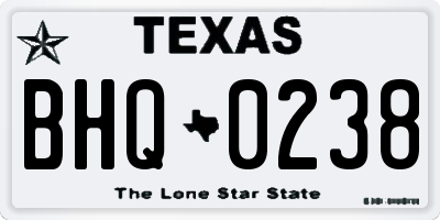 TX license plate BHQ0238