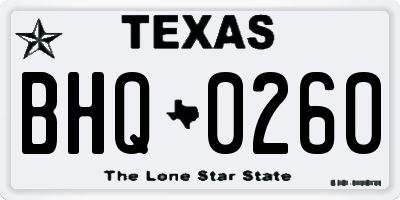 TX license plate BHQ0260