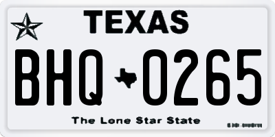 TX license plate BHQ0265
