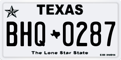 TX license plate BHQ0287