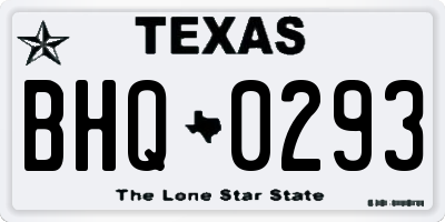 TX license plate BHQ0293