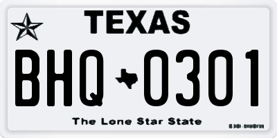 TX license plate BHQ0301
