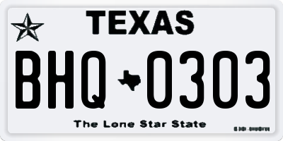 TX license plate BHQ0303