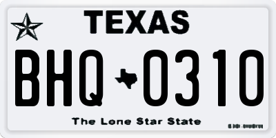 TX license plate BHQ0310