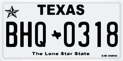 TX license plate BHQ0318