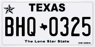 TX license plate BHQ0325