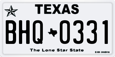 TX license plate BHQ0331