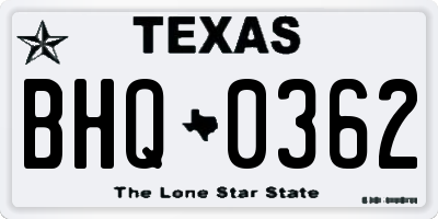 TX license plate BHQ0362