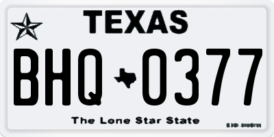 TX license plate BHQ0377