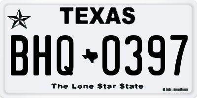 TX license plate BHQ0397