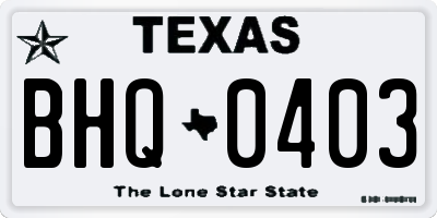 TX license plate BHQ0403