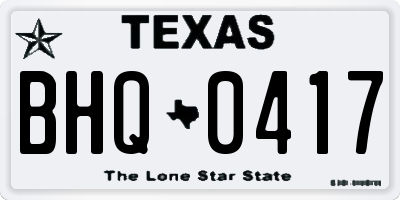 TX license plate BHQ0417