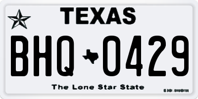 TX license plate BHQ0429