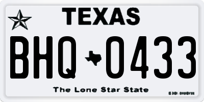 TX license plate BHQ0433