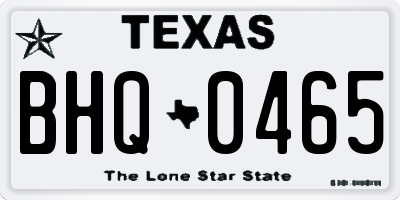 TX license plate BHQ0465
