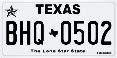 TX license plate BHQ0502