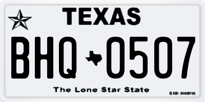 TX license plate BHQ0507