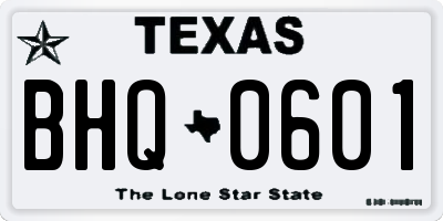 TX license plate BHQ0601