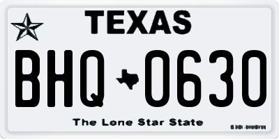 TX license plate BHQ0630