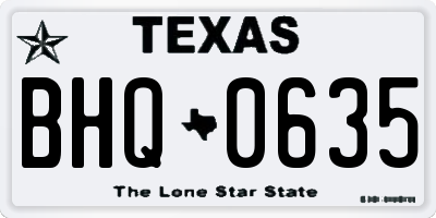 TX license plate BHQ0635