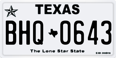 TX license plate BHQ0643