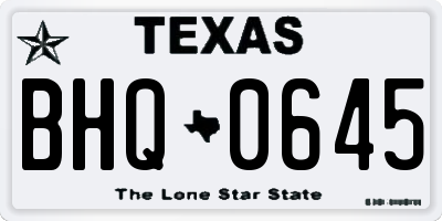 TX license plate BHQ0645
