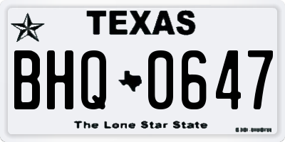 TX license plate BHQ0647